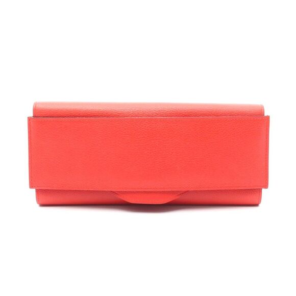 Hermes Passant Long Bifold Wallet Leather Red - Picture 1 of 10